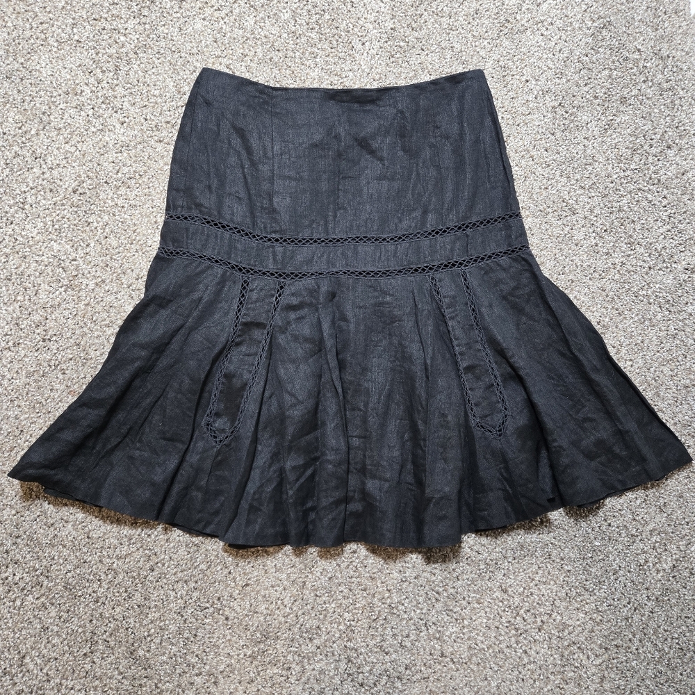 Ralph Lauren Black Textured Midi Skirt